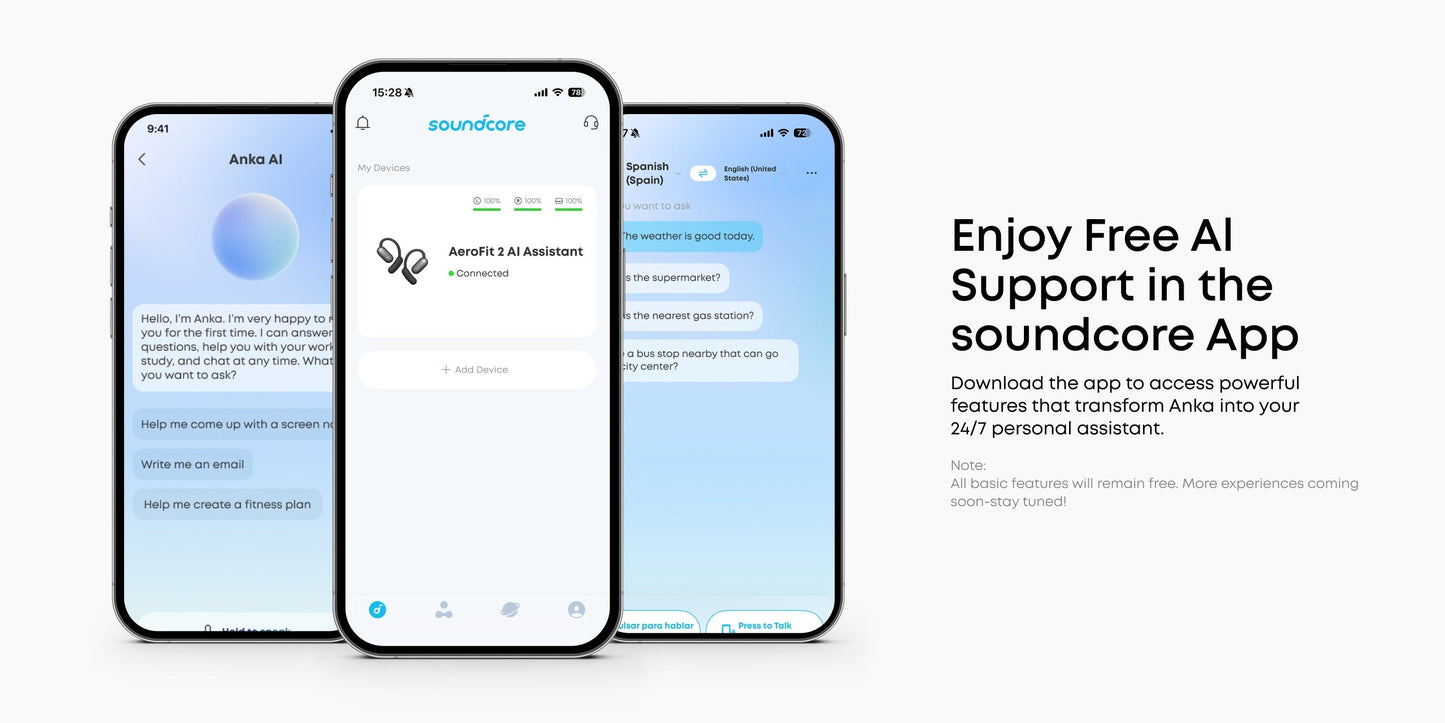 soundcore AeroFit 2 AI Assistant | AI Translation for a Connected World
