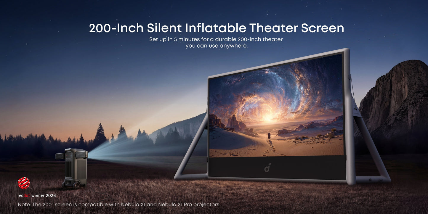 soundcore Nebula 200-Inch Silent Inflatable Projector Screen