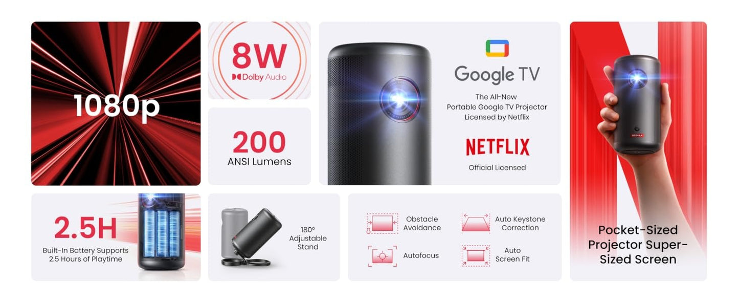 soundcore Nebula Capsule 3 | 1080p Mini Google TV Projector