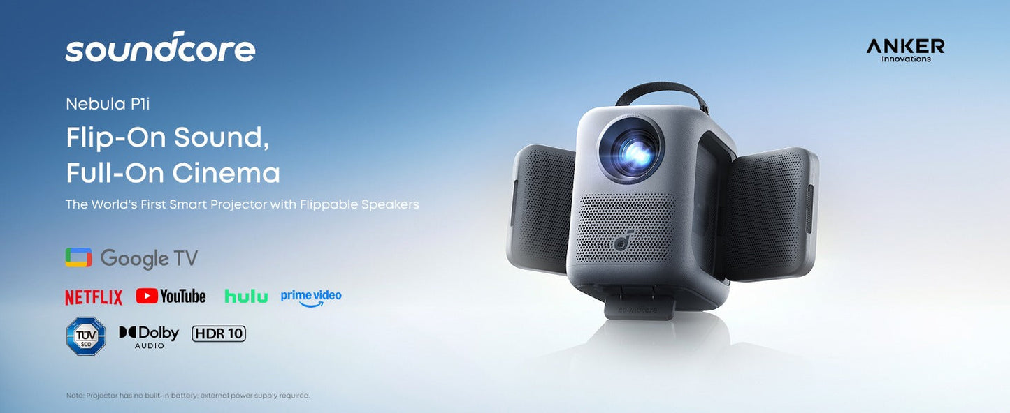 soundcore Nebula P1i | World's First Smart Portable Projector with Flippable Speakers