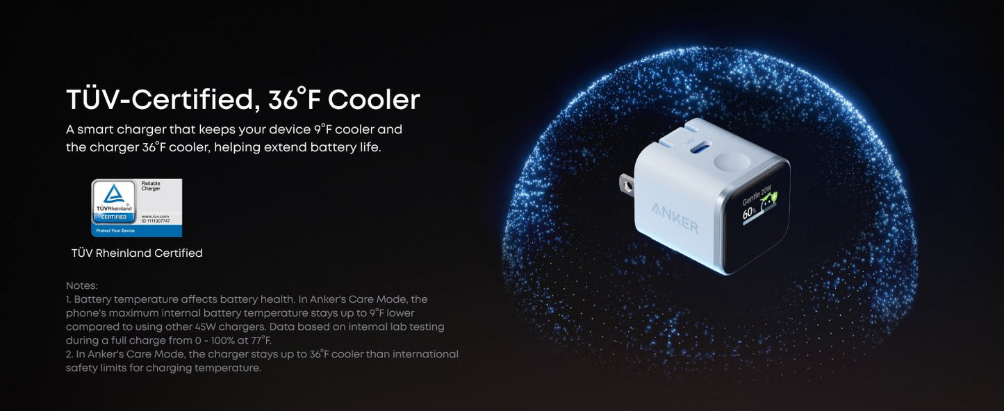 Anker Nano Charger (45W, Smart Display, 180° Foldable)