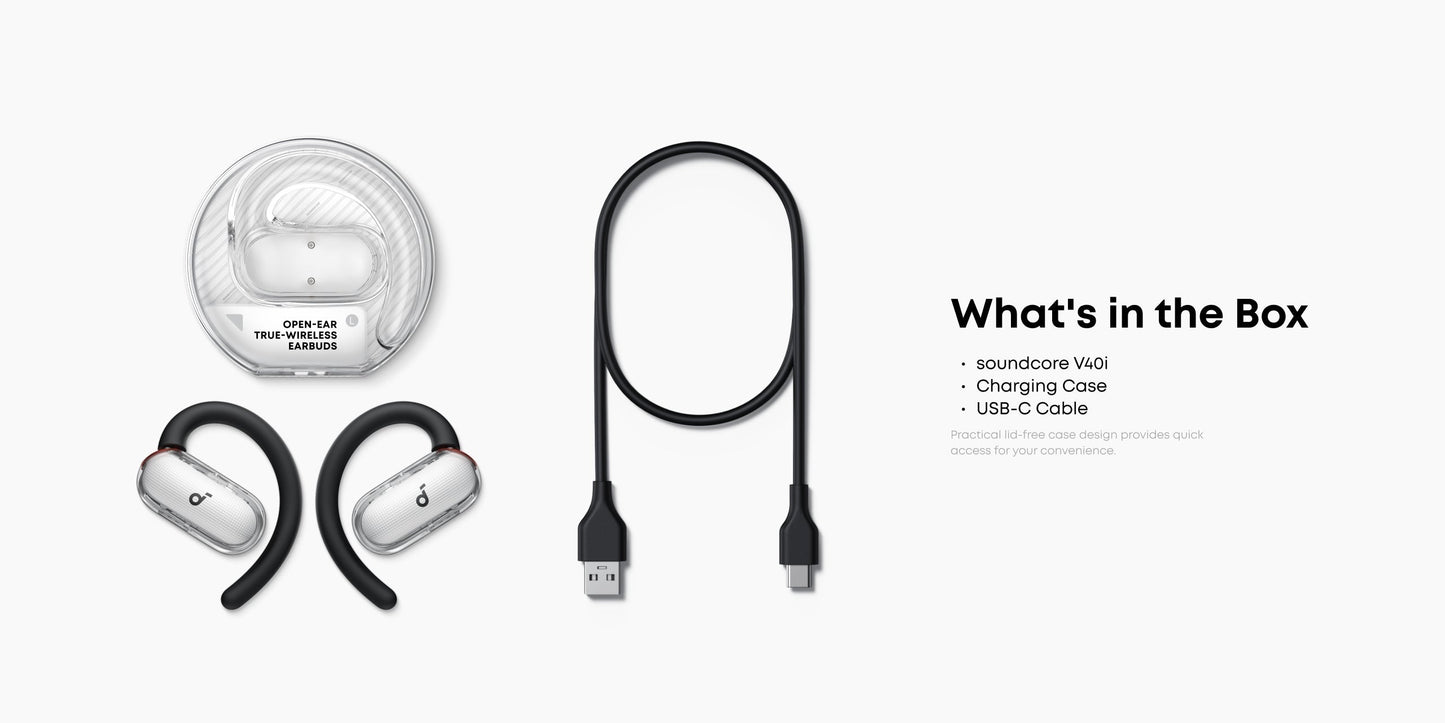 soundcore V40i | Comfortable Fit and Clear Sound, Lidless Case